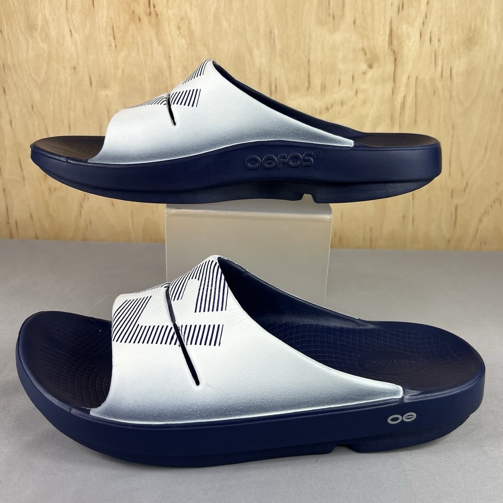 OOFOS OOahh Sport Recovery Slides Navy Men's 13 Women's 15 Sandals